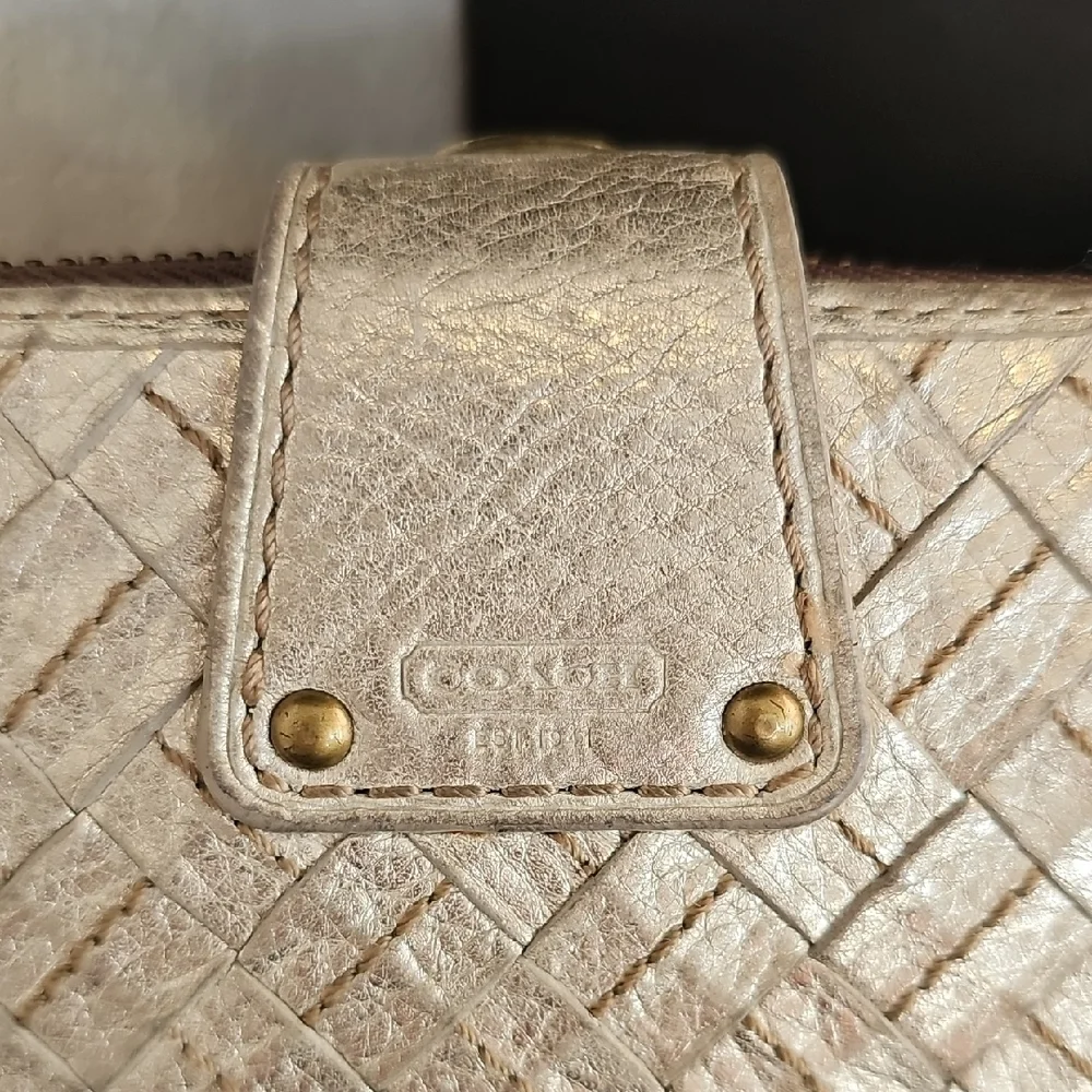 Coach Lili 65th Anniversary Legacy Woven Champagne Turnlock Wallet VERY RARE